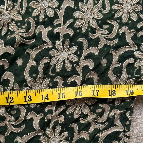 Soft Surroundings Soft Tariji Topper Green Gold Open Front Kimono Women’s M - Picture 9 of 13